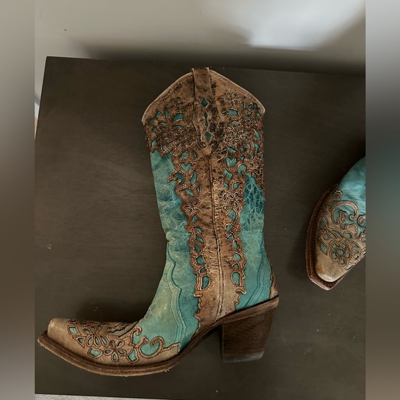 Turquoise Western Leather Boots | Corral - Picture 4 of 5